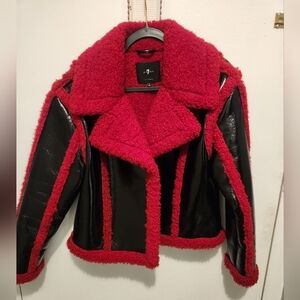 7 For All Mankind Black and Red Teddy Jacket